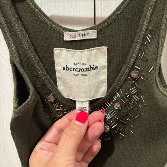 ABERCROMBIE KID’S Sequin Ribbed Stretchy Tank Top - forest green, size S - Picture 3 of 4